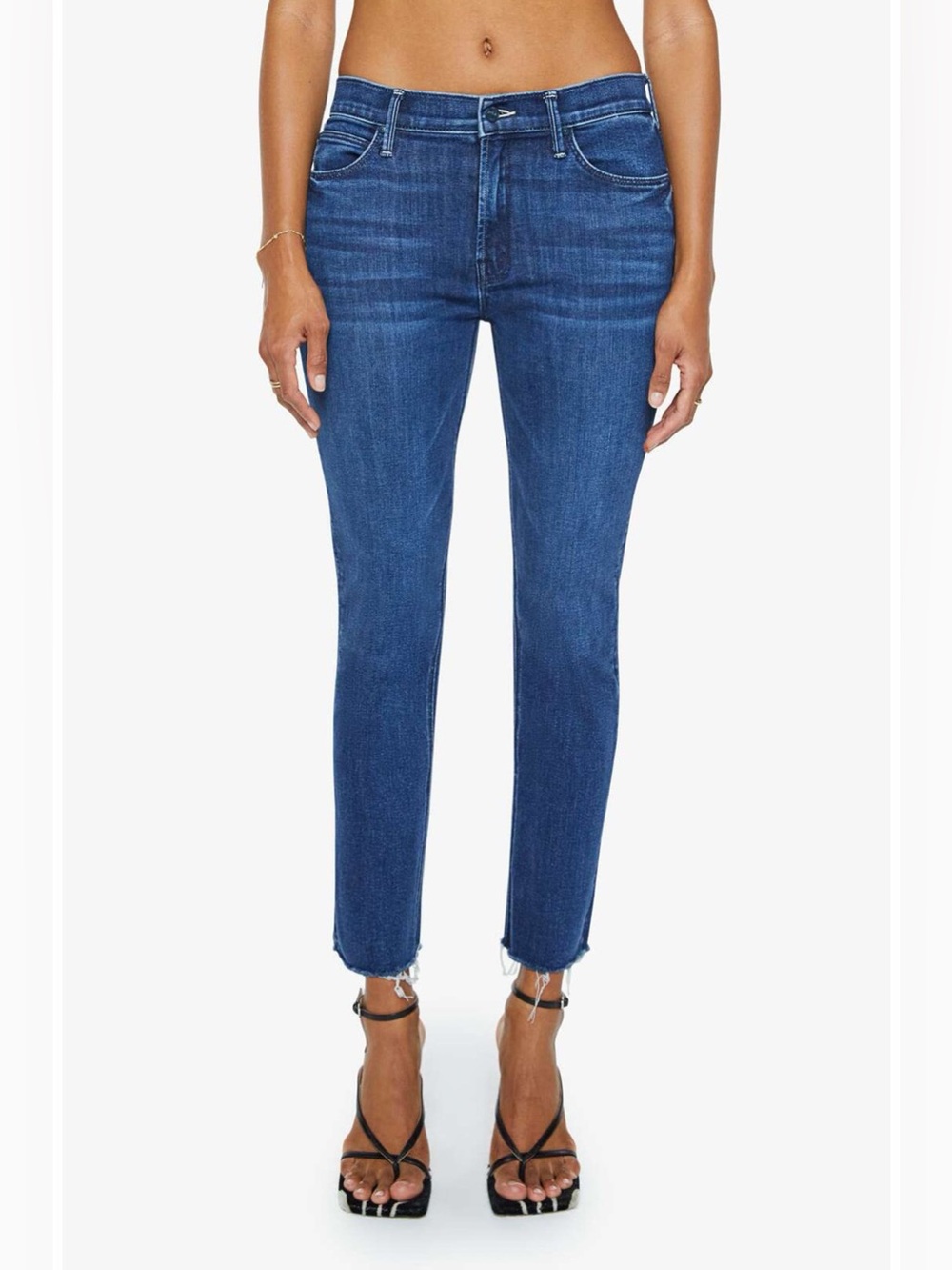 Mother The Dazzler Mid Rise Ankle Fray Jeans
